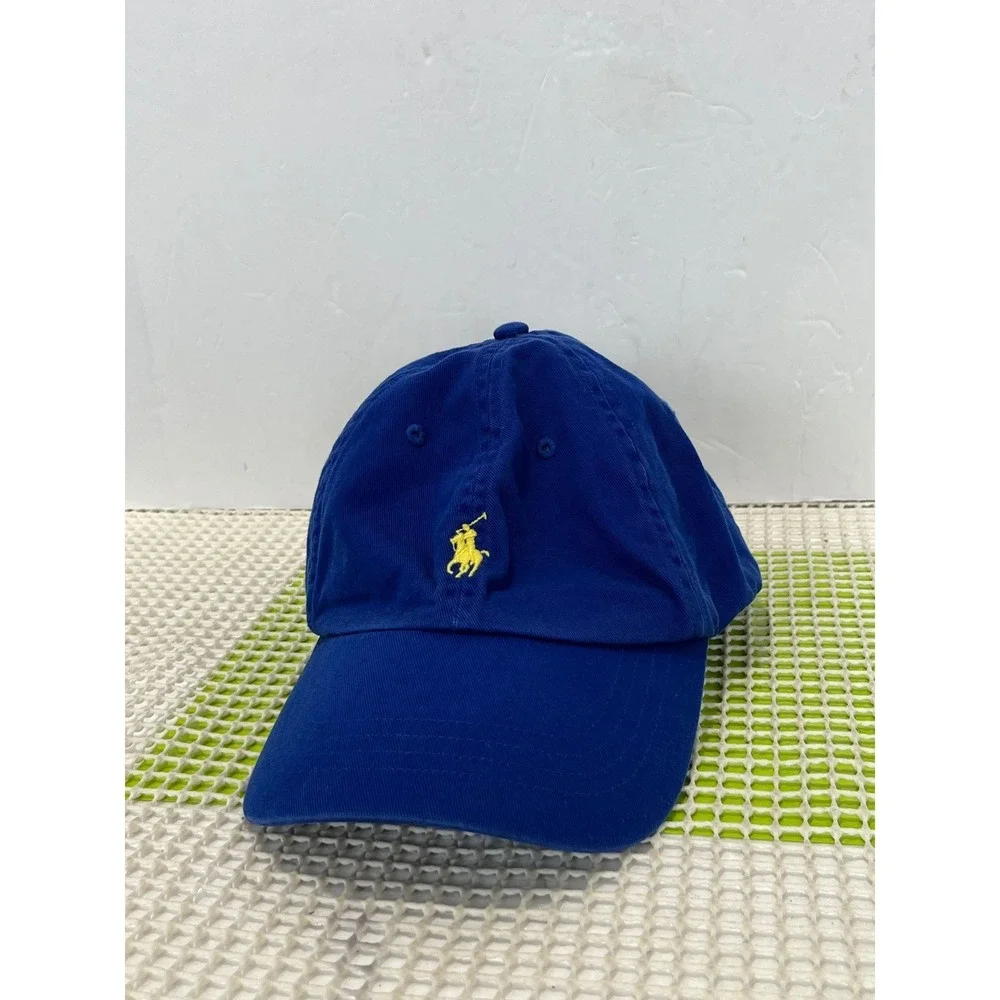 Polo Ralph Lauren Men's  Blue Yellow Pony Baseball Cap Hat Adjustable GOOD